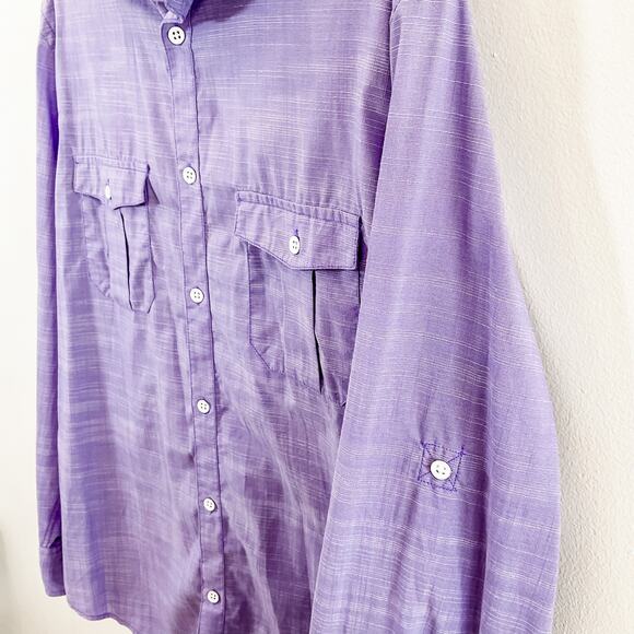 Men's Alfani Large Casual Button Down Untucked Fit Shirt - Picture 3 of 4